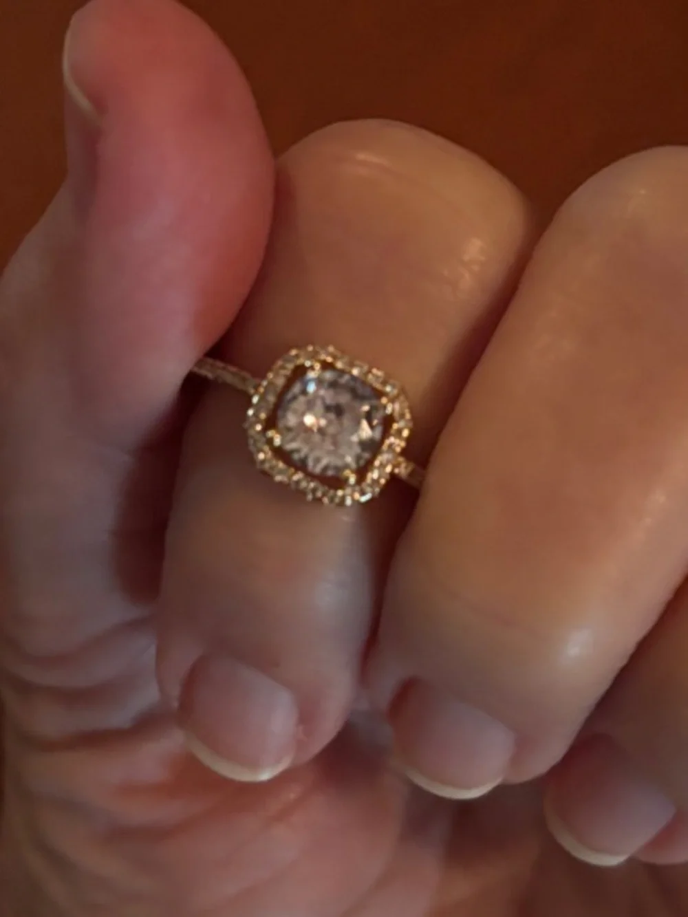 Adjustable Gold Halo Cushion-Cut ring